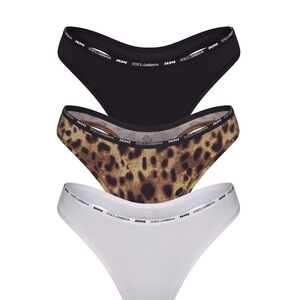 Dolce & Gabbana x skims Black, Leopard, and White Thong Trio MEDIUM